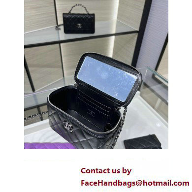 chanel Shiny Crumpled Calfskin, Strass  &  Ruthenium-Finish Metal Clutch with Chain AP3593 black 2023